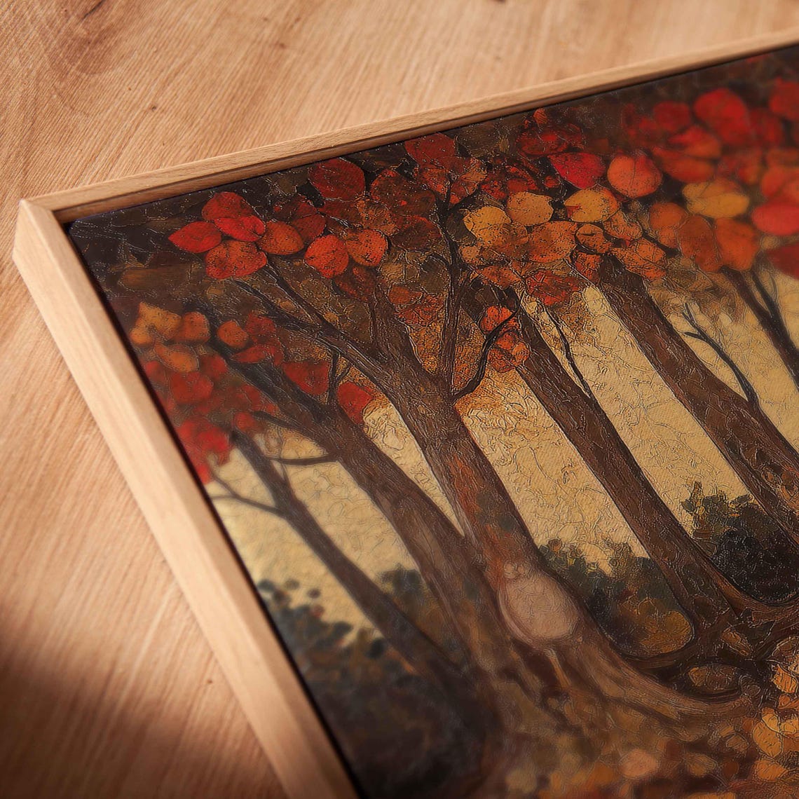 Autumn Forest With Red Orange Leaves And Fallen Foliage Art Poster - Image 2