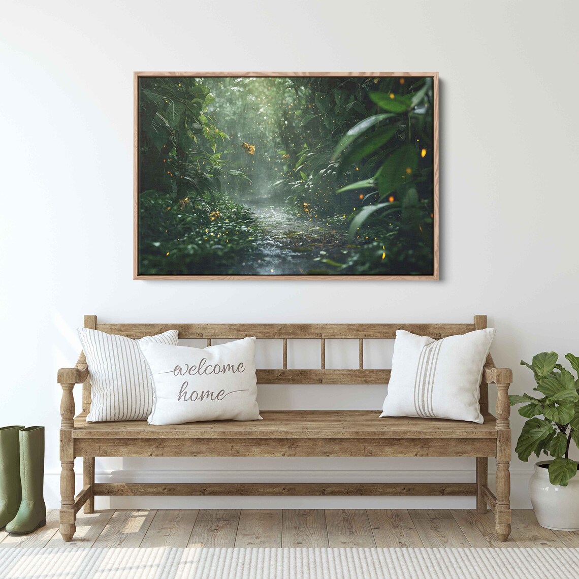 Sunlit Rainforest Gentle Raindrops Wall Art Print Ready To Hang - Image 2