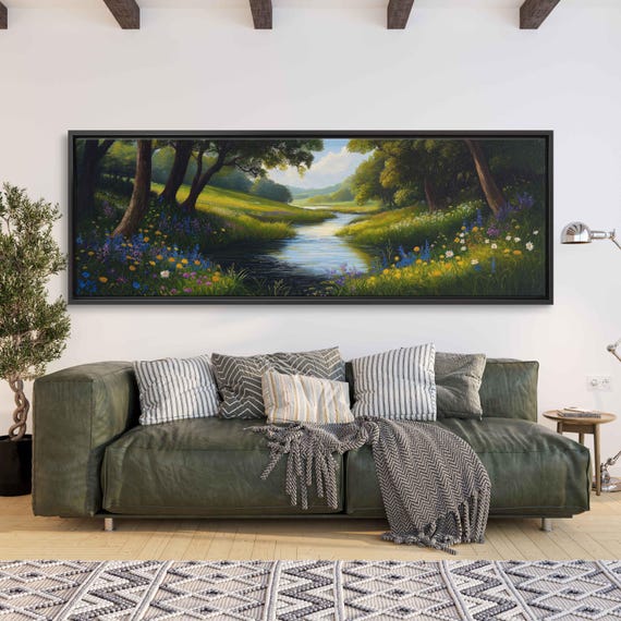 Winding River Through English Countryside Wall Art Print