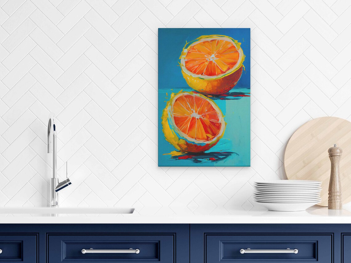 Sliced Orange Minimalist Oil Painting Art Print - Image 4