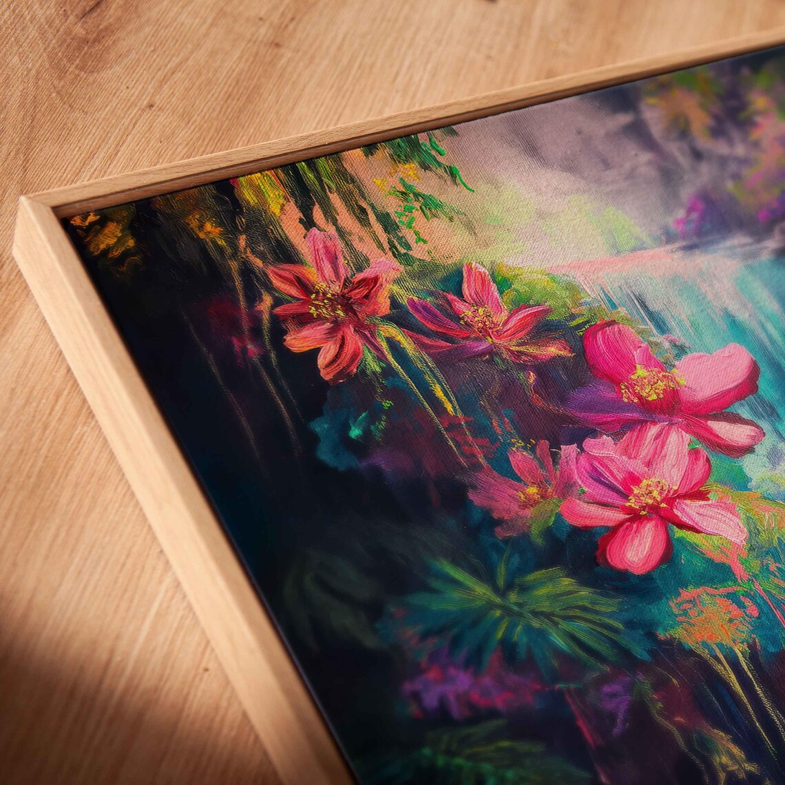 Exotic Neon Flowers Cascading Waterfall Art Print - Image 2
