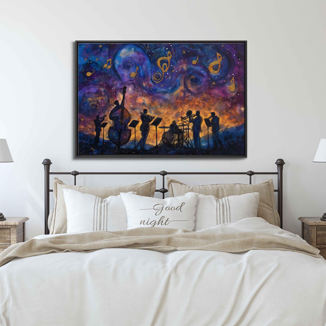 Jazz Band Under Starry Sky, Watercolor Style - Image 3