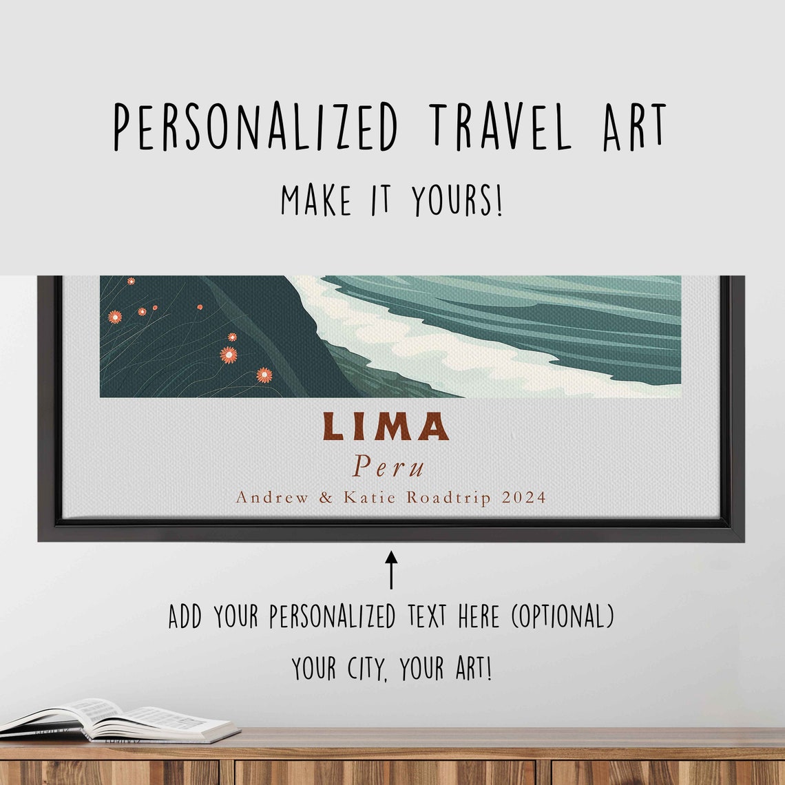 Lima Peru Pacific Coast Cliffs Ocean Sunset Minimalist Travel Poster - Image 4