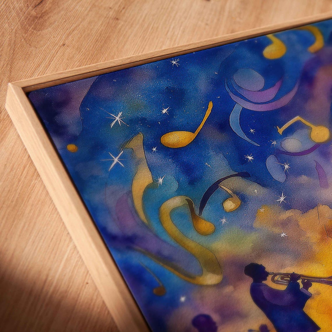 Jazz Band Under Starry Sky Wall Art Print Vibrant Watercolor Musical Scene - Image 2
