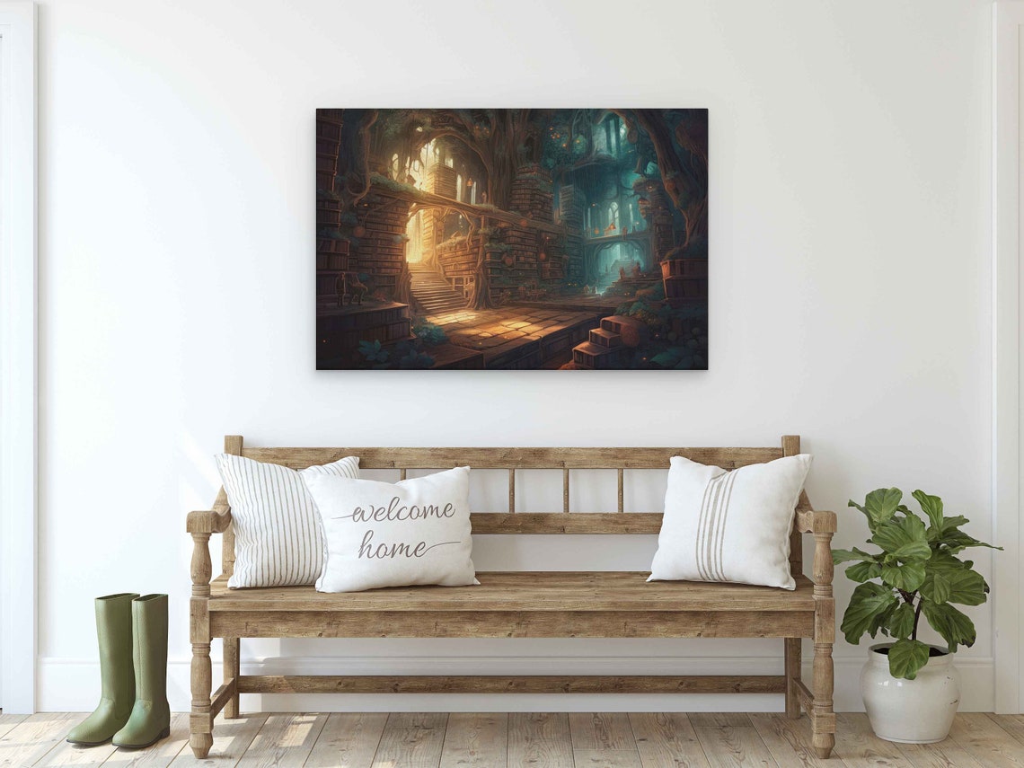 Magical Treehouse Library Forest Bookshelves Fantasy Wall Poster - Image 2