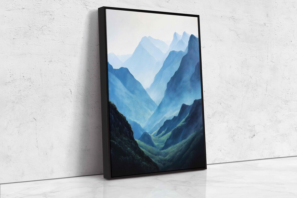 Andes Mountains Painting Wall Art Print Lush Valleys Dramatic Blue Green Hues - Image 4