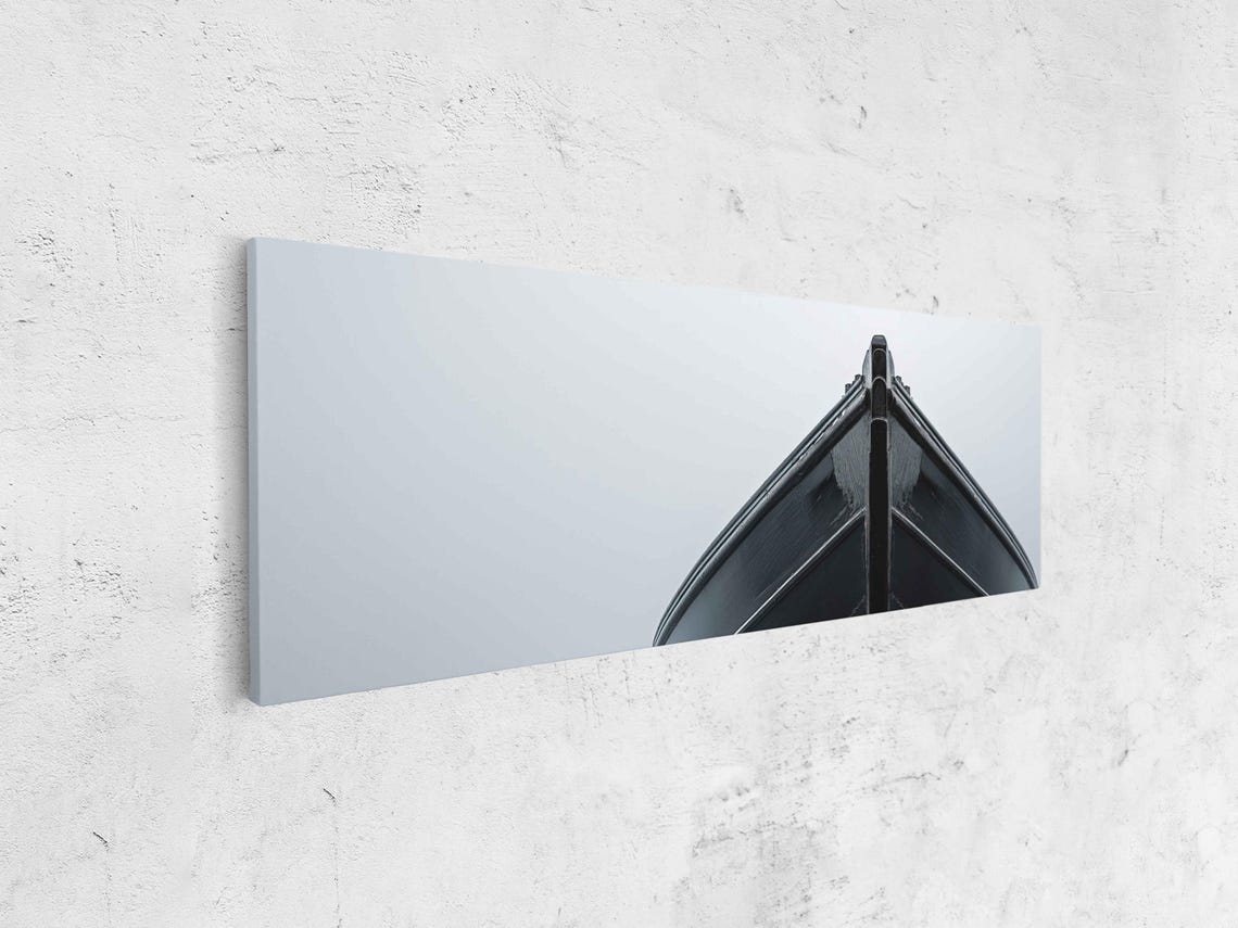 Black Boat Bow Minimalist Monochrome Ocean Photography Poster - Image 4