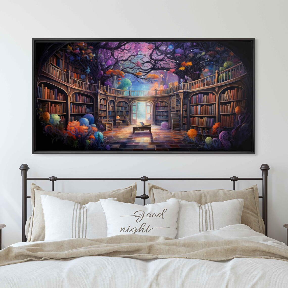 Enchanted Library Tree Of Knowledge Colorful Canopy Round Reading Hall Poster - Image 2
