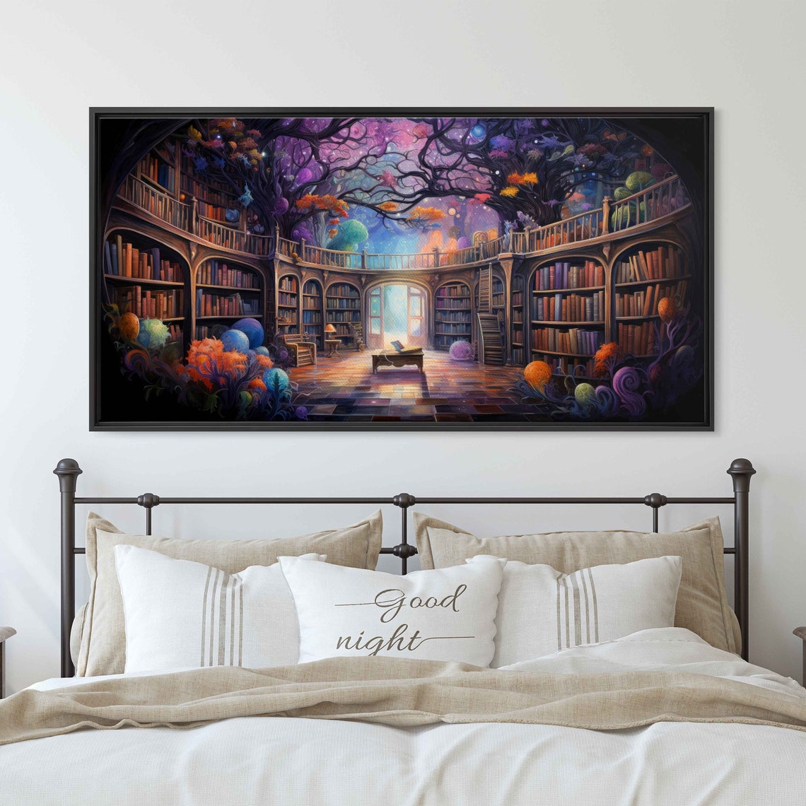 Magical Enchanted Library Tree Of Knowledge Fantasy Art Wall Art Print Ready To Hang Reading Nook - Image 2