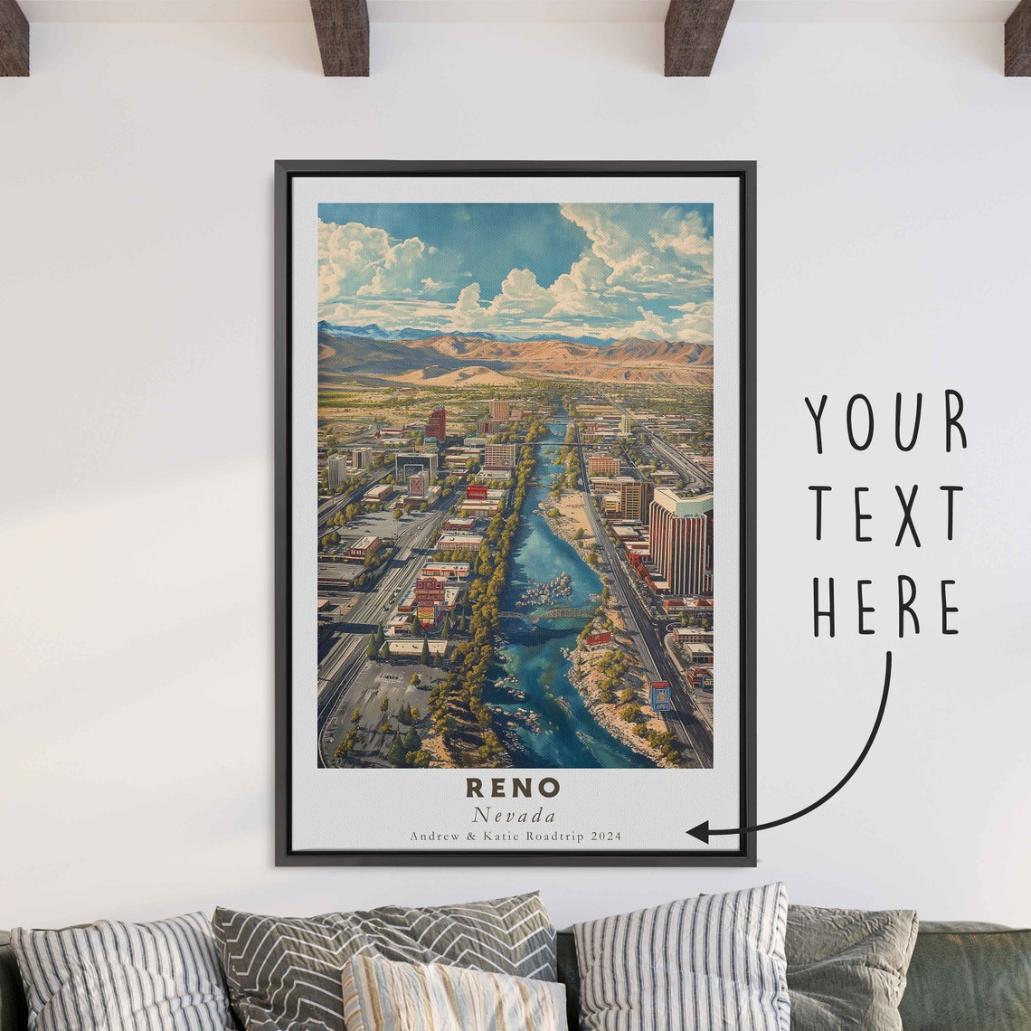 Reno Nevada Aerial Truckee River City Mountain Desert Skyline Poster - Image 3