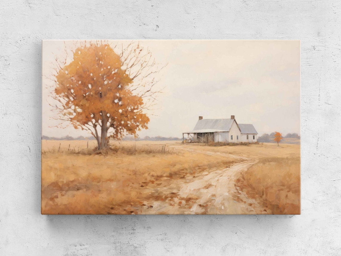 Rustic Farm Vintage Painting Framed Print Ready To Hang Farmhouse Decor