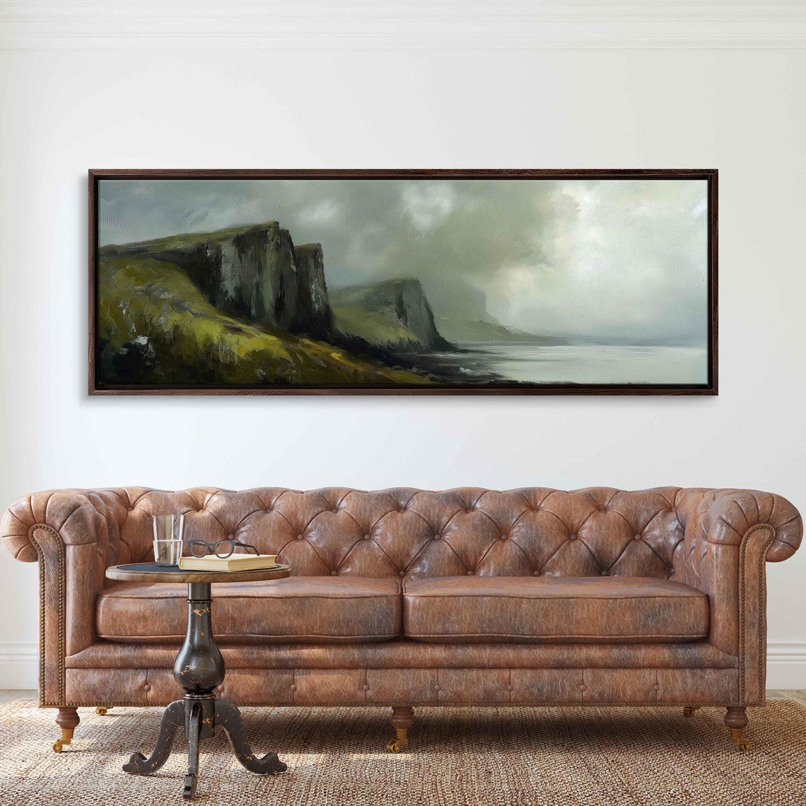 Moody Coastal Cliffs Overcast Sky Green Highlands Seascape Poster