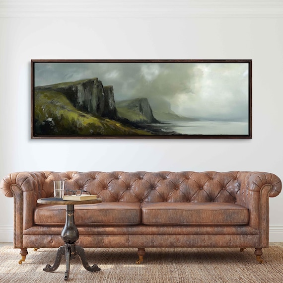 Scottish Highlands Cliffs Wall Art Print Moody Overcast Sky Rainy Day Scene