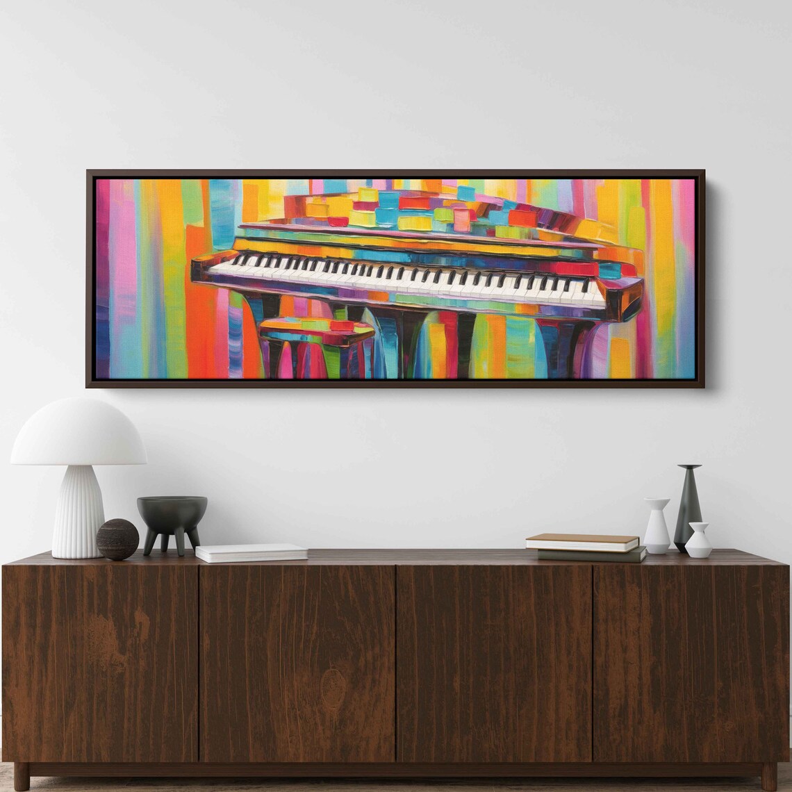 Colorful Abstract Grand Piano Rainbow Music Art Painting Wall Poster