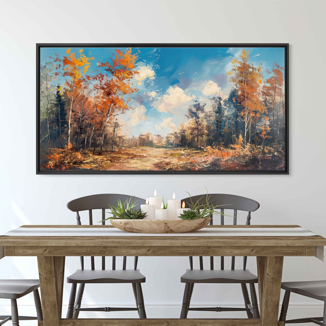 Autumn Forest Path Impressionist Painting Golden Orange Trees Print - Image 4
