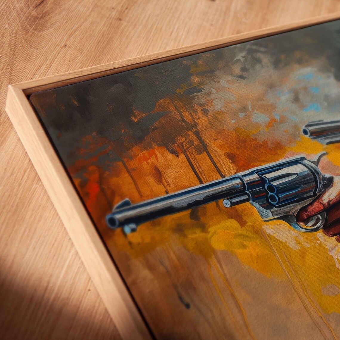 Cowboy Firing Two Revolvers Smoke Trails Western Action Poster - Image 2