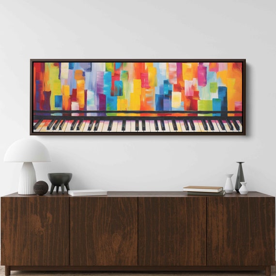 Panoramic Rainbow Piano Keys Abstract Wall Art Print Ready To Hang Gift For Pianist Gift For Musician Music Studio Decor