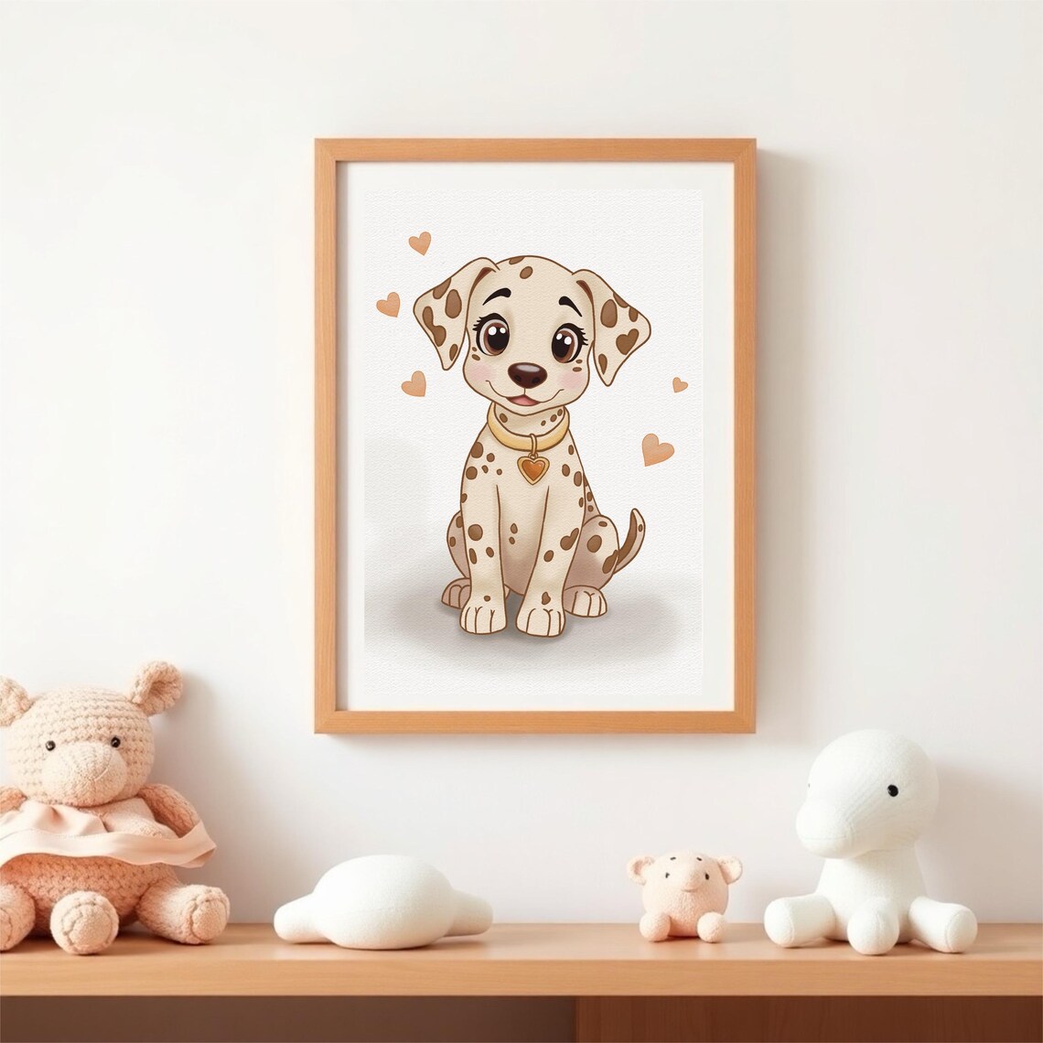 Dalmatian Puppy Cartoon Nursery Heart Collar Puppy Dog Poster