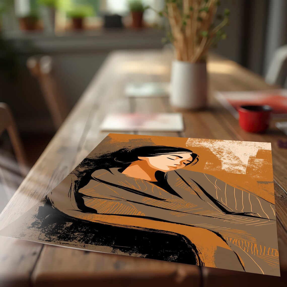 Peaceful Resting Woman, Contemporary Figure Illustration - Image 3
