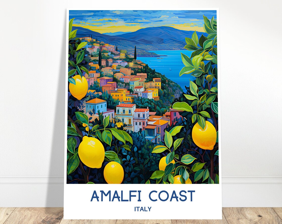 Amalfi Travel Poster, Amalfi Coast Italy Wall Decor
