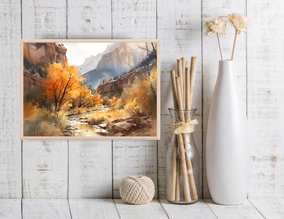 Zion Watercolor National Park Travel Poster - Image 4