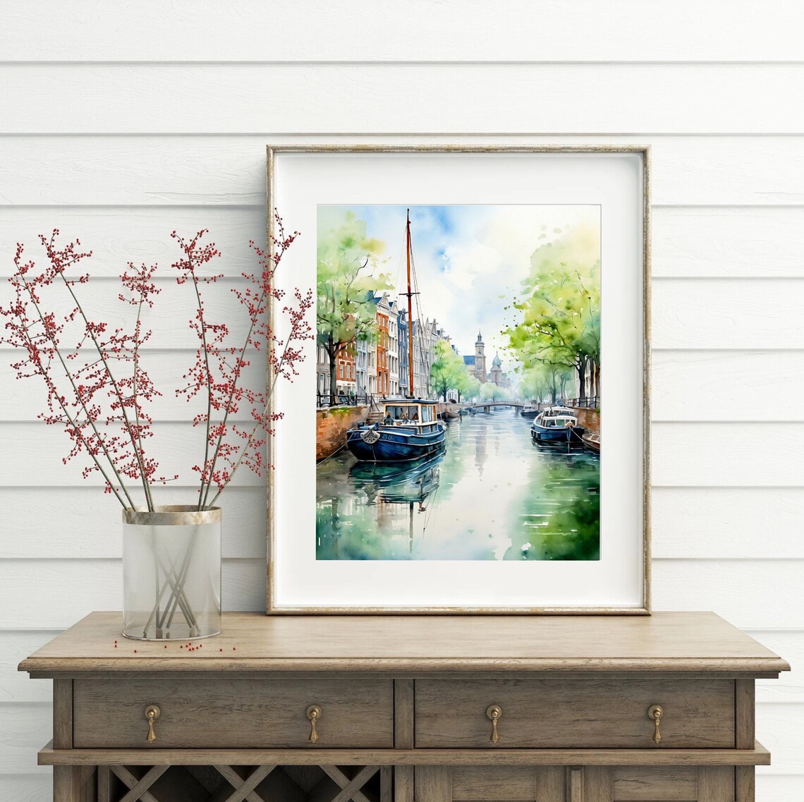 Amsterdam Canal Houses Watercolor Art Print - Image 4