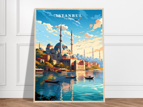 Istanbul Travel Print Turkey Collection Hagia Sophia Blue Mosque Poster City Art Water