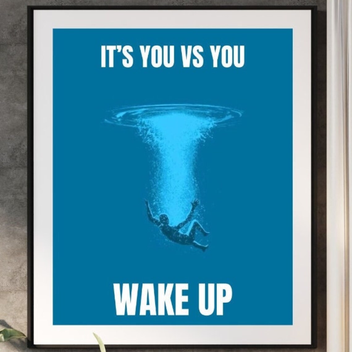 Its You Vs You Wake Up Diver Underwater Motivational Art Poster