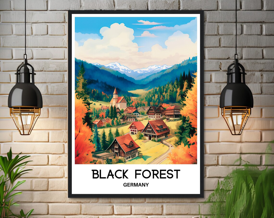 Black Forest Watercolor Travel Poster, Germany - Image 3