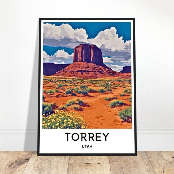 Torrey Travel Print Poster Art Utah Lover Gift Wall Hanging Illustration Home Office Desk Decor