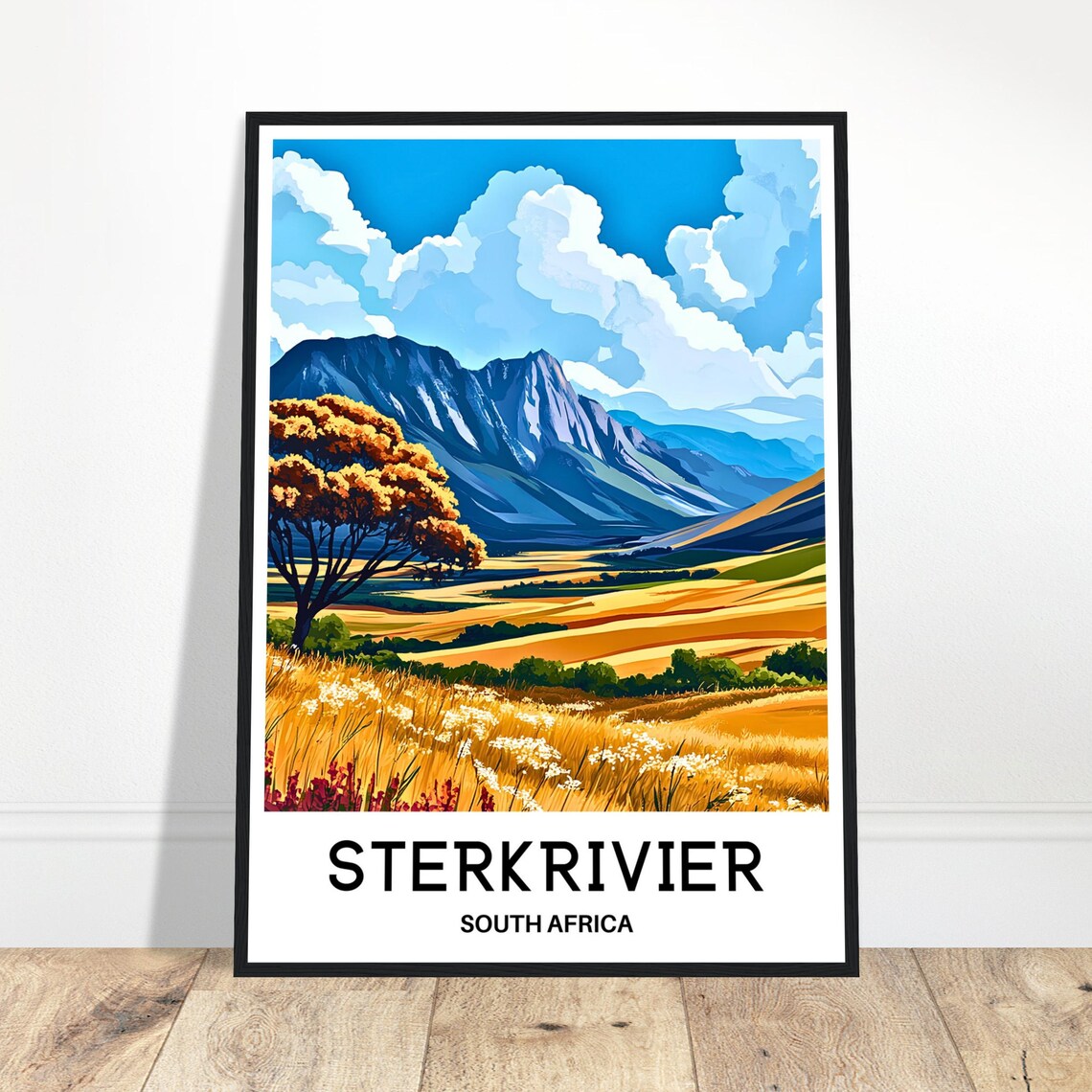 Sterkrivier South Africa Golden Fields Mountain Valley Poster