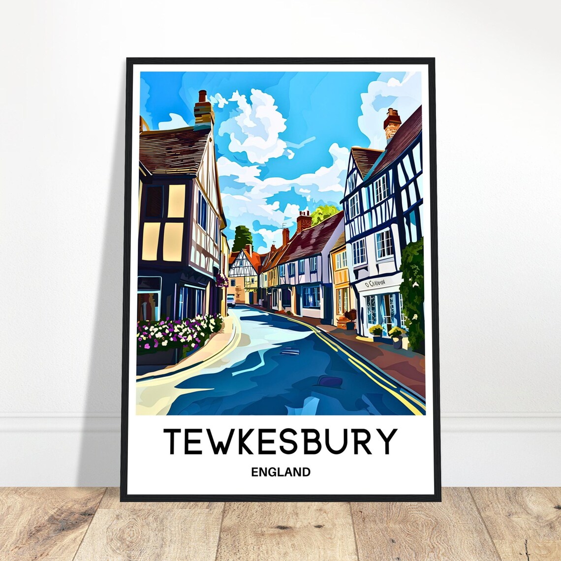 Tewkesbury Travel Print Tewkesbury Poster English Art Print England Lover Gift Wall Hanging Home Office Decor Tewkesbury Illustration