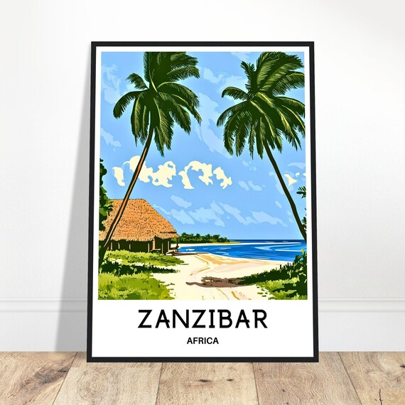 Zanzibar Travel Print Zanzibar Poster African Art Print Africa Lover Gift Wall Hanging Art Home Office Decor Zanzibar Island Illustration