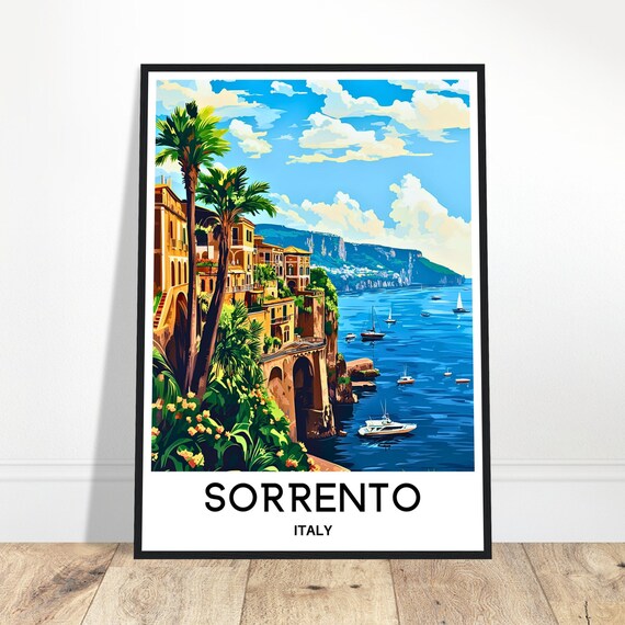 Sorrento Travel Print Poster Italian Art Italy Lover Gift Wall Hanging Home Office Desk Room Decor Illustration