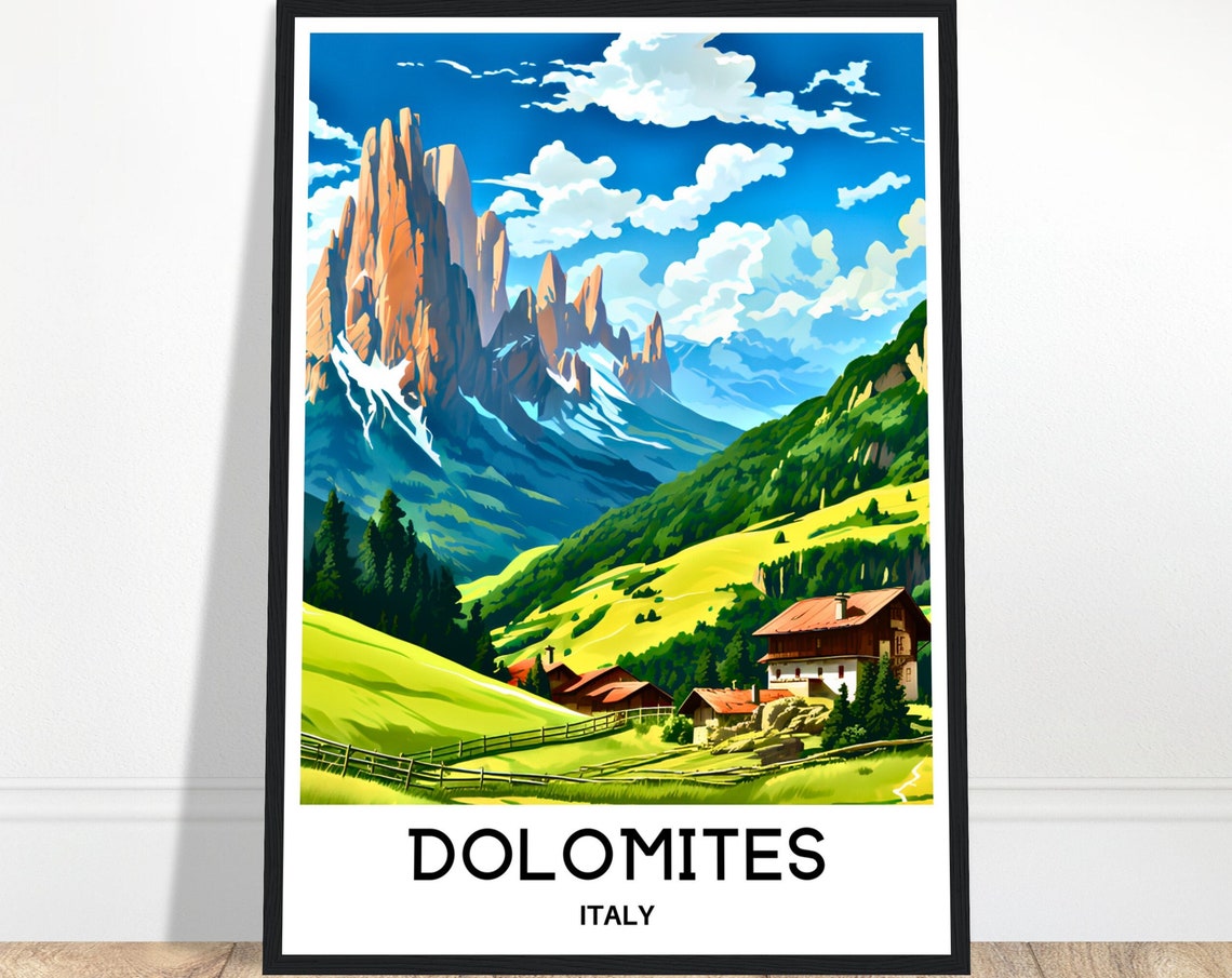 Dolomites Travel Print Dolomites Travel Poster Italian Art Print Italy Lover Gift For Traveler Italy Wall Art Home Office Desk Room Decor
