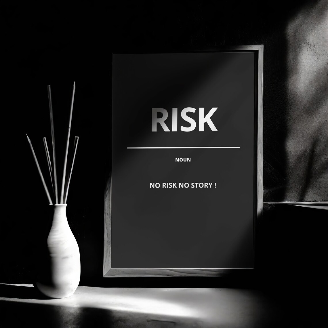 Risk Noun Definition Moody Dark Motivational Quote Decor Poster