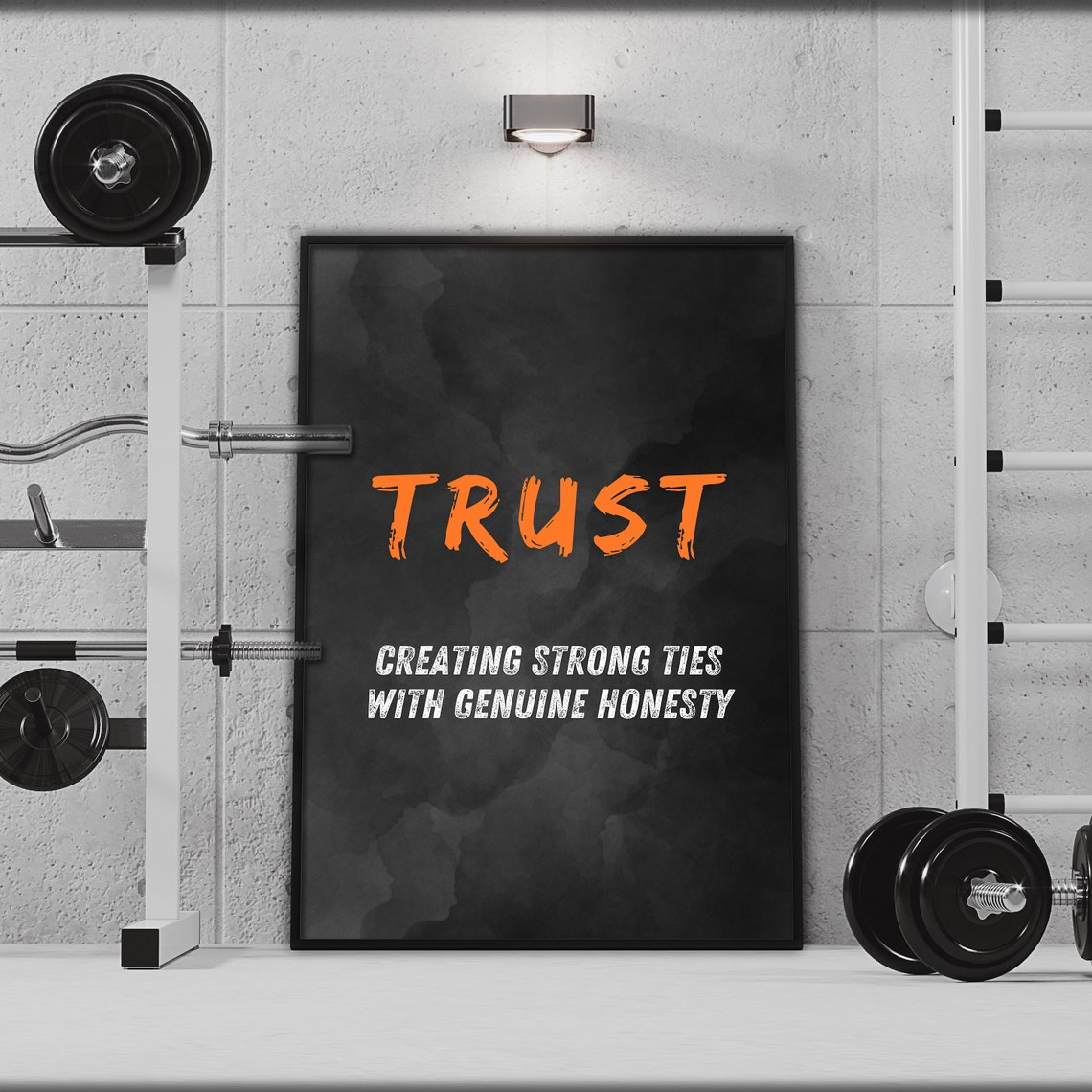 Trust Burnt Orange Brush Text Black Motivational Definition Wall Art - Image 4