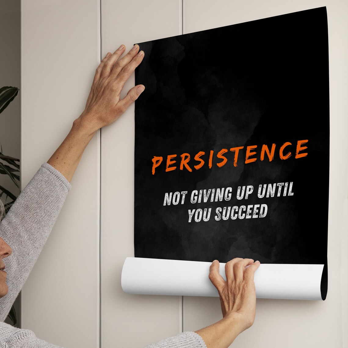 Persistence Orange Brush Black Motivational Quote Decor Poster - Image 4