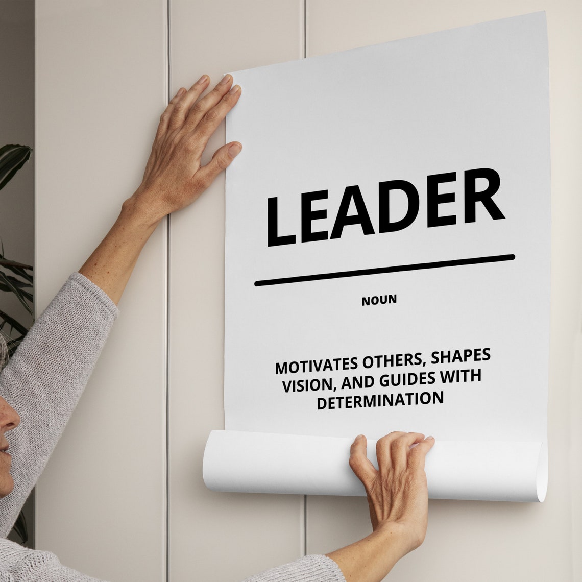 Leader Definition Bold Black White Motivational Office Poster - Image 3