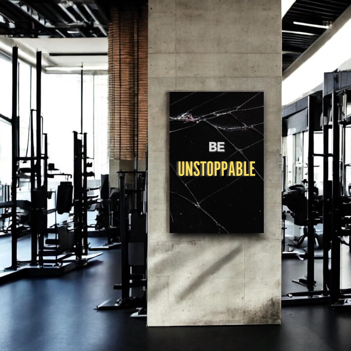 Be Unstoppable Quote Gold Text Black Marble Gym Motivation Poster - Image 4