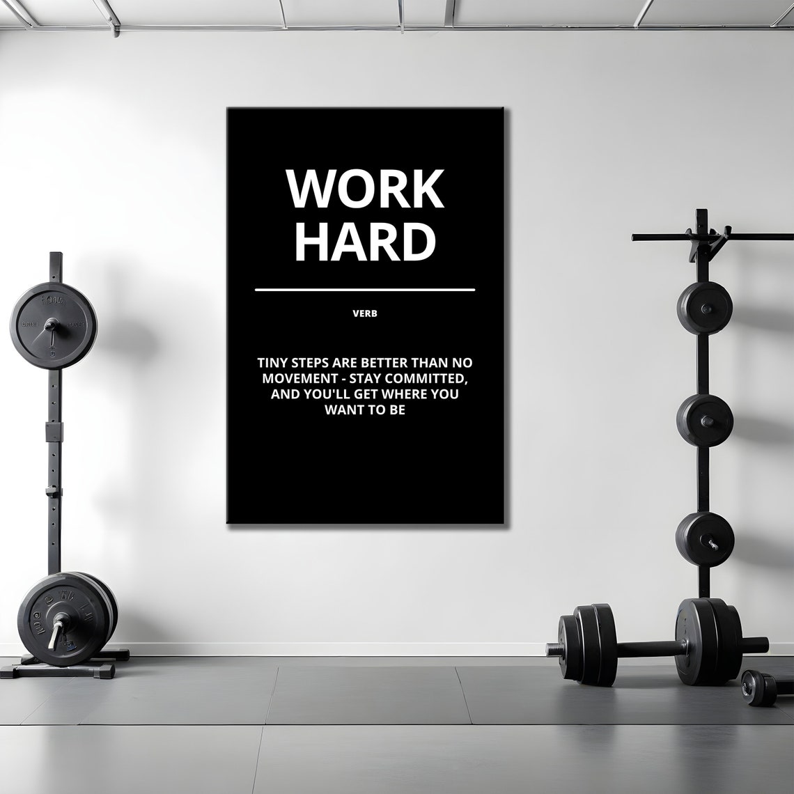 Work Hard Verb Definition Black Motivational Quote Decor Poster - Image 2