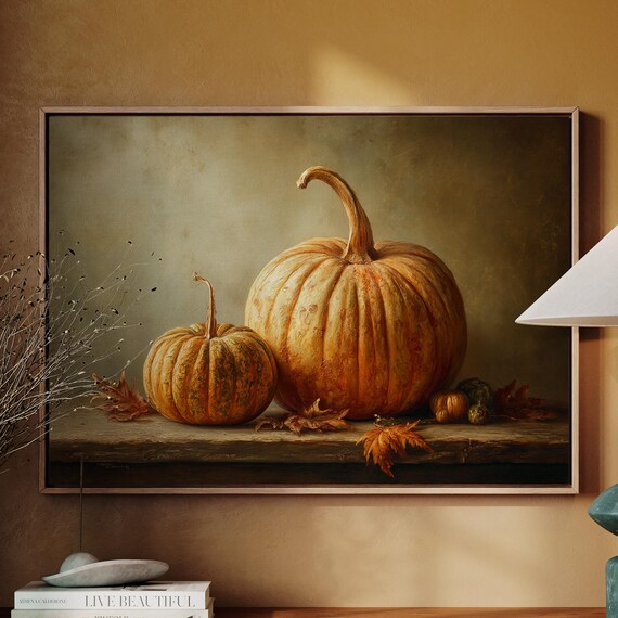 Rustic Heirloom Pumpkins Harvest Still Life Warm Autumn Poster