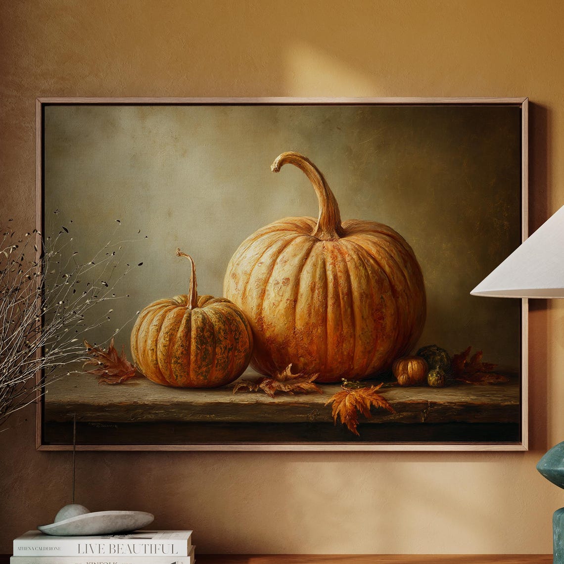Rustic Heirloom Pumpkins Harvest Still Life Warm Autumn Poster