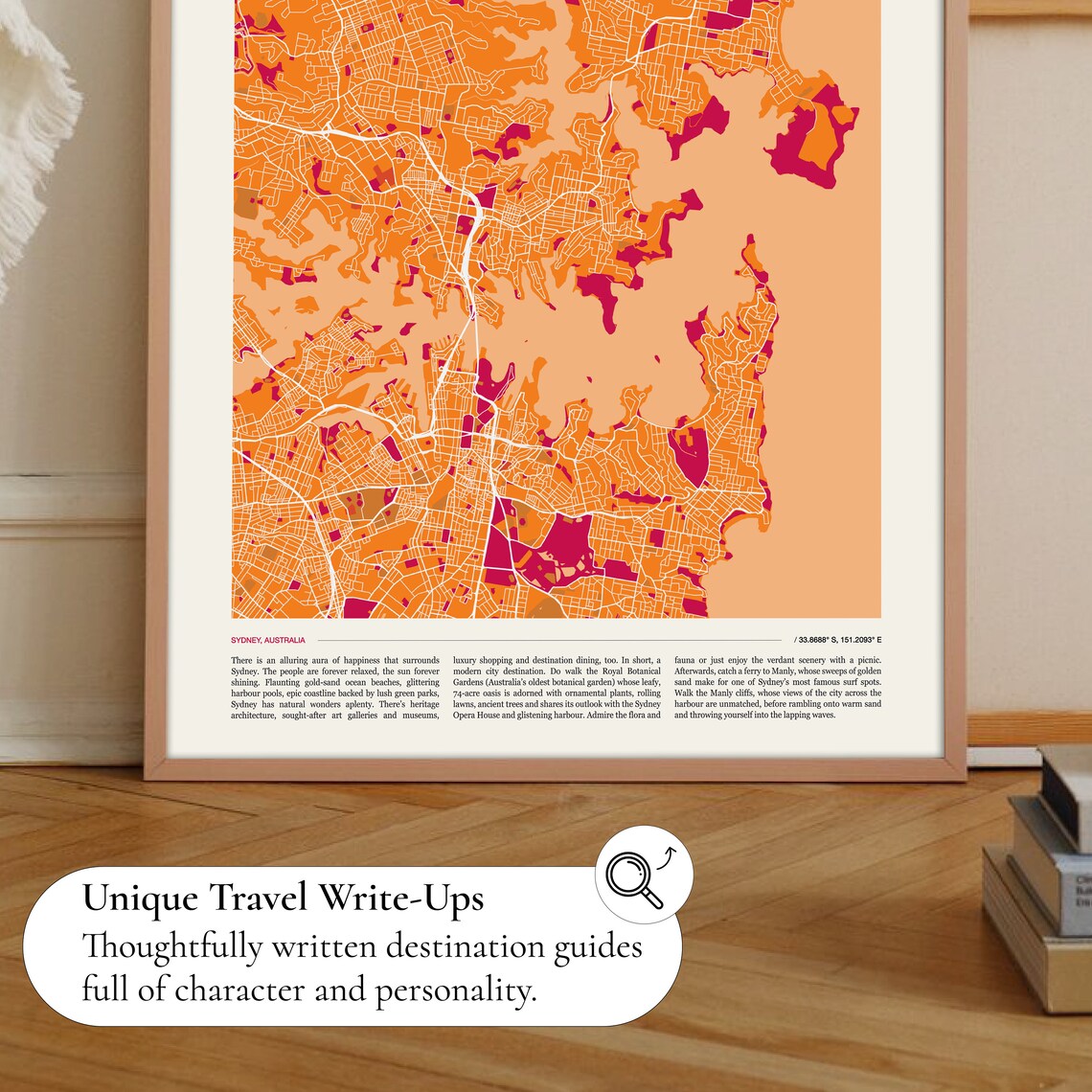 Sydney Australia Orange Magenta Street Map Art Travel Poster - Image 2