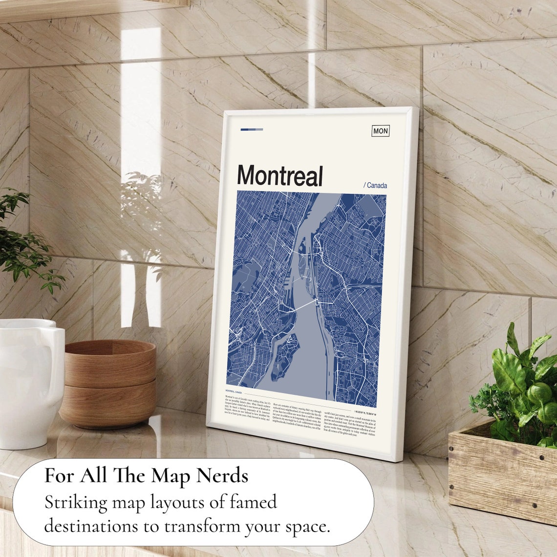Montreal Canada Modern Blue Minimalist City Street Map Poster - Image 4