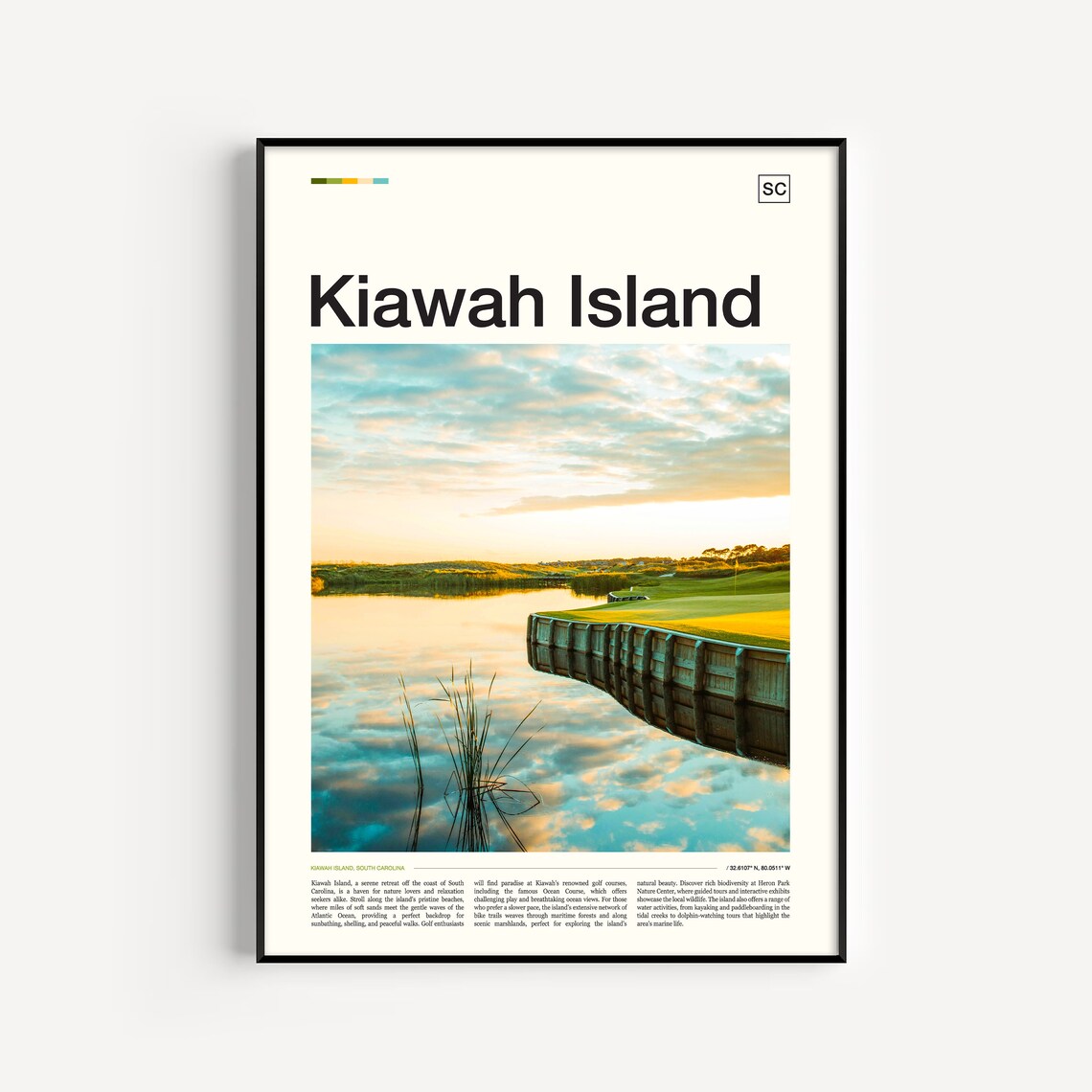 Kiawah Island Travel Poster, Coastal Wall Art Print