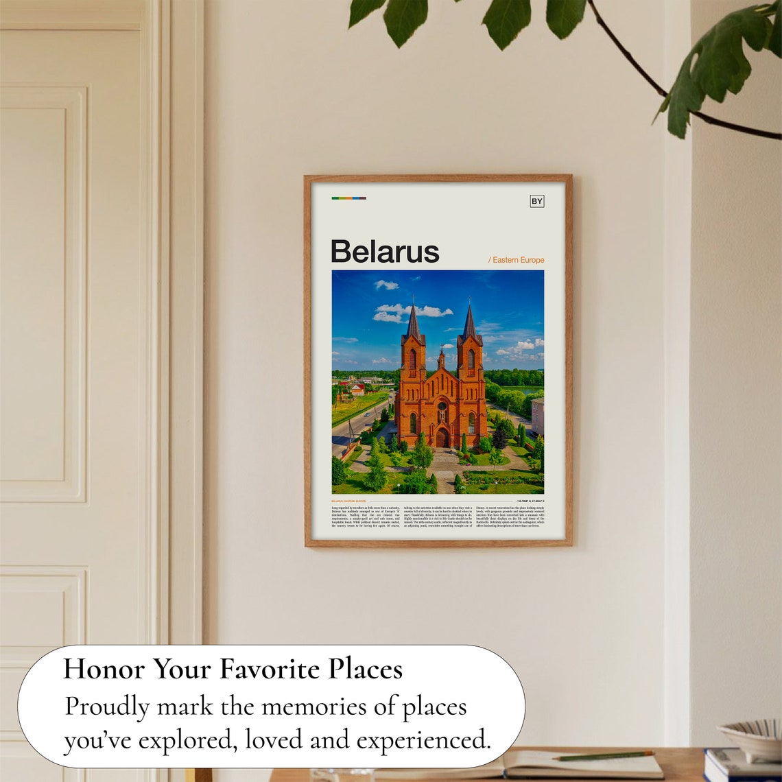 Belarus Red Brick Twin Spired Church Eastern Europe Travel Poster - Image 5