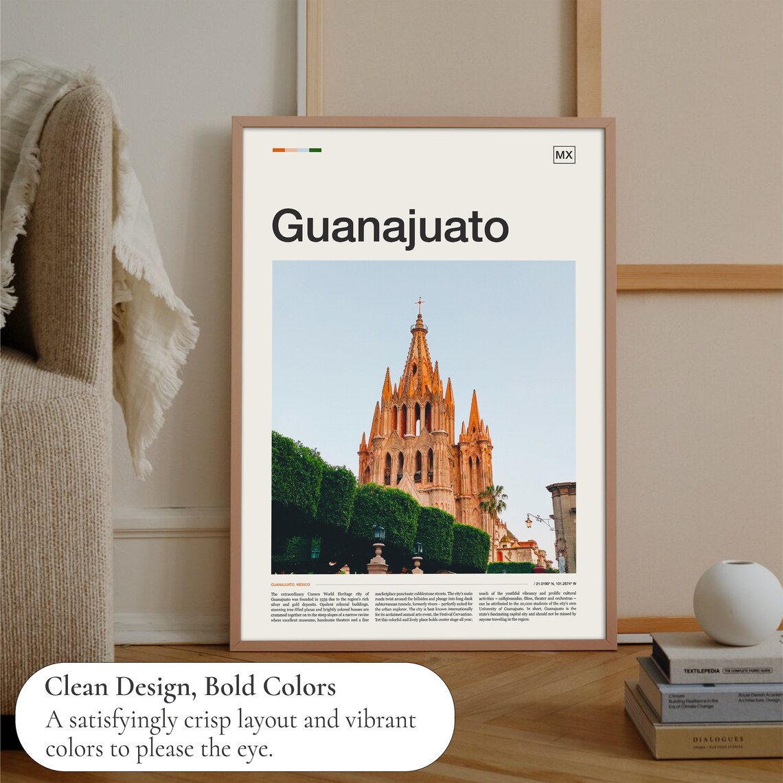 Guanajuato Mexico Pink Neo Gothic Church Editorial Travel Poster - Image 3