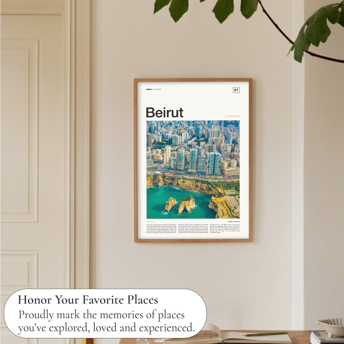 Beirut Lebanon Pigeon Rocks Coastal City Aerial Travel Poster - Image 5