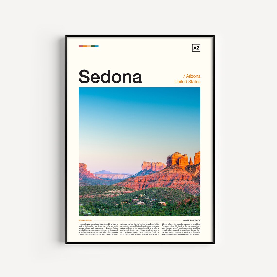 Sedona Arizona Red Rock Buttes Desert Dusk Scenic Photo Poster